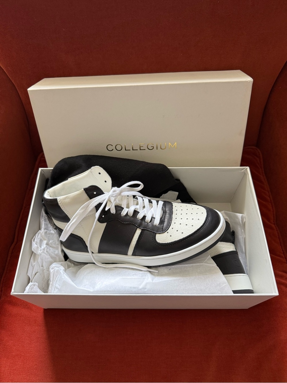COLLEGIUM High-Top Destroyer - Luxury Genuine Leather Sneakers W 8.5 / M 7 U.S.